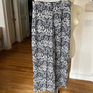 Truth  size large blue & white print lined wide slit leg pants front wrap look